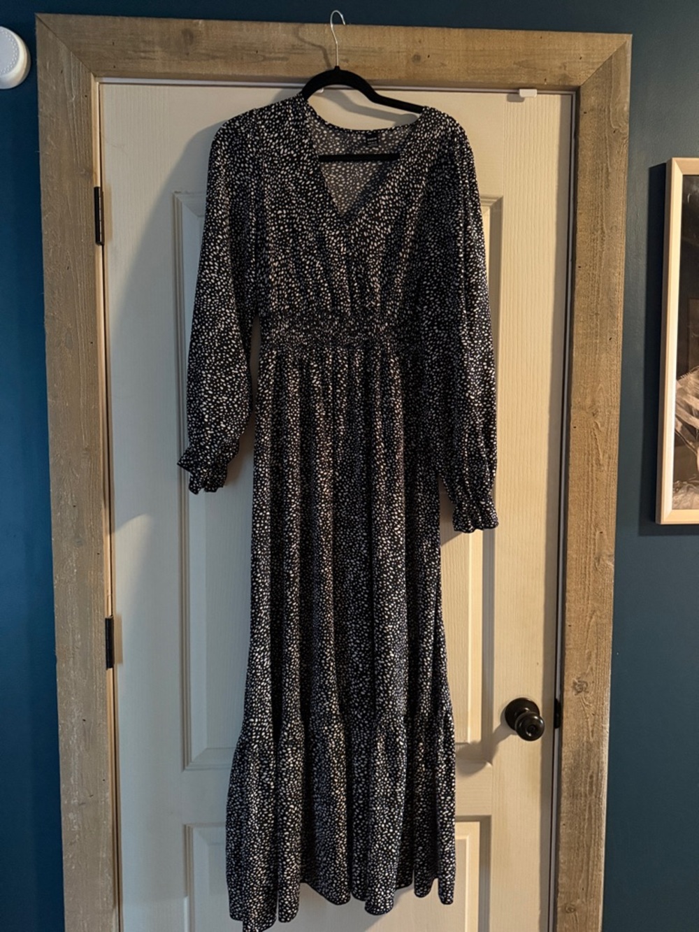 SHEIN Black & White Polka Dot Long Sleeve Maxi Dress